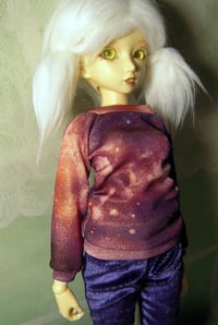 Image 3 of Handmade red galaxy top for MINIFEE, slim 1/4 bjd doll