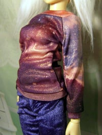 Image 4 of Handmade red galaxy top for MINIFEE, slim 1/4 bjd doll