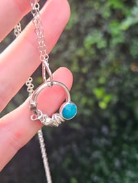 Image 6 of Wire Hoop with Turquoise Gemstone Necklace 