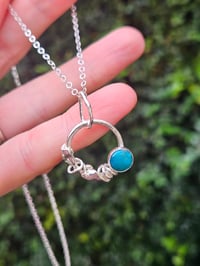 Image 3 of Wire Hoop with Turquoise Gemstone Necklace 