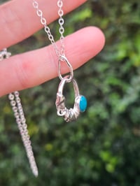 Image 7 of Wire Hoop with Turquoise Gemstone Necklace 