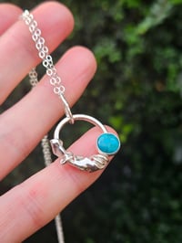 Image 4 of Wire Hoop with Turquoise Gemstone Necklace 