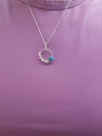 Image 5 of Wire Hoop with Turquoise Gemstone Necklace 