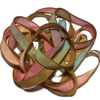 Image 3 of 1PC. FIESTA 42" hand dyed wrist wrap bracelet silk ribbon//Yoga wrist wrap bracelet ribbon
