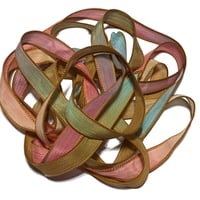 Image 6 of 1PC. FIESTA 42" hand dyed wrist wrap bracelet silk ribbon//Yoga wrist wrap bracelet ribbon
