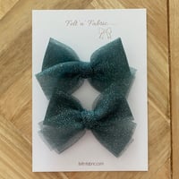 Deep Green Glittery Bow