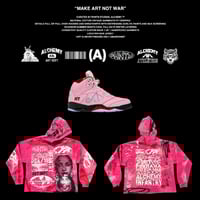 Image 3 of Sade black 2pac panther party art dept upcycled screen print pink/white hoodie