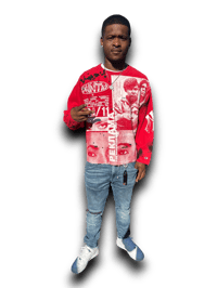 Image 5 of Sade black 2pac panther party art dept upcycled screen print pink/white hoodie