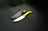 Image 6 of EDC Fixed Blade: Yellow Micarta Handle, Kydex Sheath 
