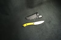 Image 8 of EDC Fixed Blade: Yellow Micarta Handle, Kydex Sheath 