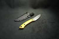 Image 10 of EDC Fixed Blade: Yellow Micarta Handle, Kydex Sheath 