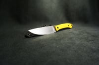 Image 11 of EDC Fixed Blade: Yellow Micarta Handle, Kydex Sheath 