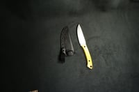 Image 17 of EDC Fixed Blade: Yellow Micarta Handle, Kydex Sheath 