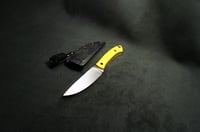 Image 19 of EDC Fixed Blade: Yellow Micarta Handle, Kydex Sheath 