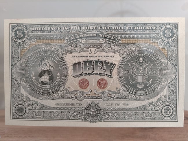 SHEPARD FAIREY "OBEY" BILLET CURRENCY Two sides of Capitalism E.PLURIBUS VENOM