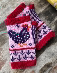 Image 1 of “Matilda” fingerless mittens - Purple - Ready to ship