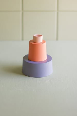 Image of candleholder blue-orange-salmon pink