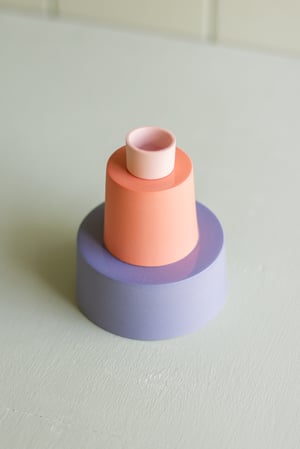 Image of candleholder blue-orange-salmon pink