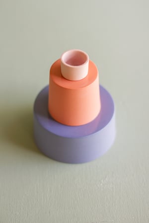 Image of candleholder blue-orange-salmon pink