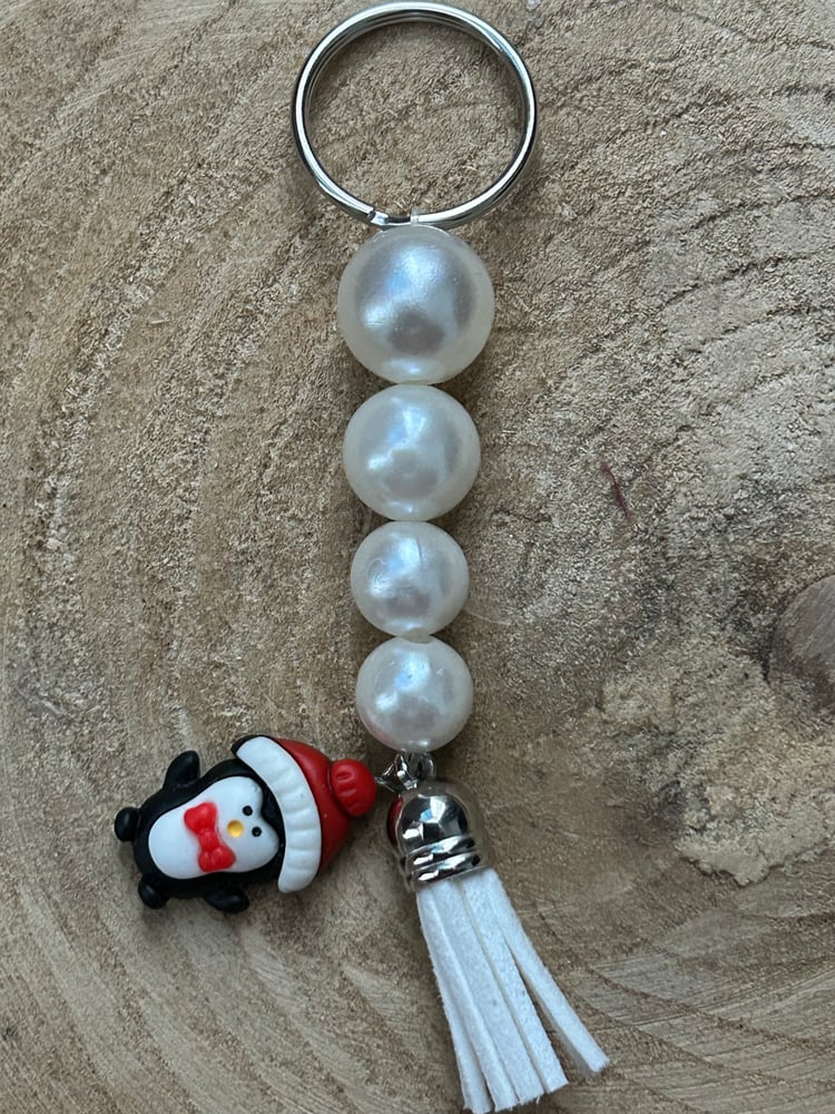 Image of Christmas penguin keychain 