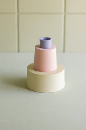 Image of candleholder sand-salmon pink-blue