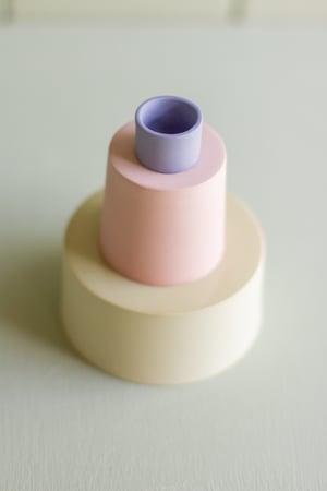 Image of candleholder sand-salmon pink-blue