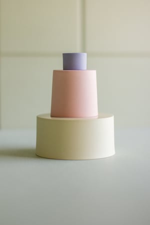 Image of candleholder sand-salmon pink-blue