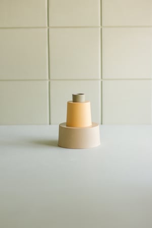 Image of candleholder sand- ochre-green