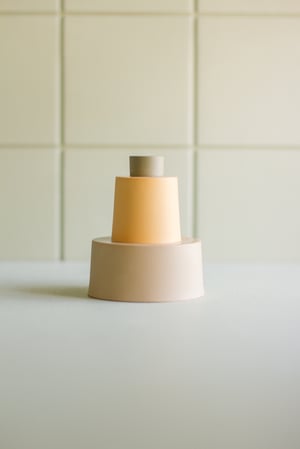 Image of candleholder sand- ochre-green