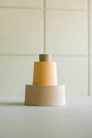 Image of candleholder sand- ochre-green