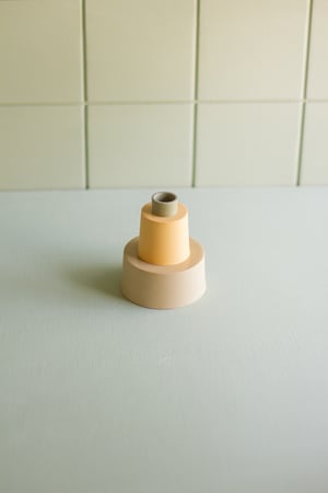 Image of candleholder sand- ochre-green
