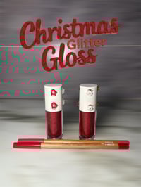 Christmas glitter gloss + red lip liner