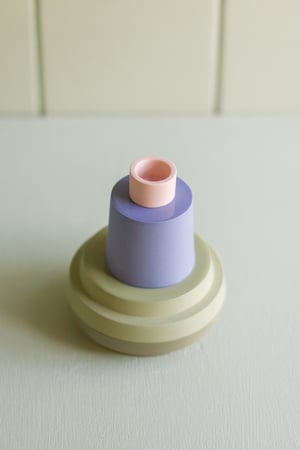 Image of candleholder green-blue-salmon pink