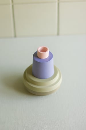 Image of candleholder green-blue-salmon pink
