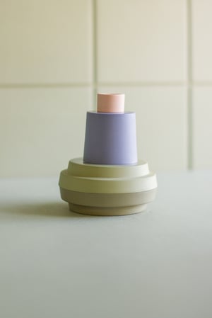 Image of candleholder green-blue-salmon pink