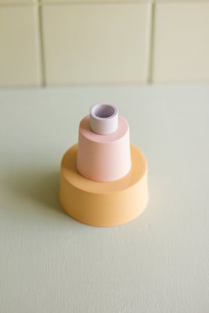 Image of candleholder ochre-salmon pink-lilac