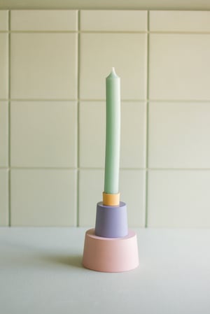 Image of candleholder pink-blue-ochre