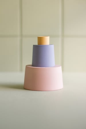 Image of candleholder pink-blue-ochre