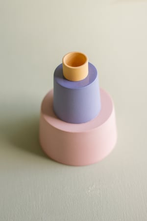 Image of candleholder pink-blue-ochre