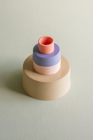 Image of candleholder sand-salmon pink-blue-paprika