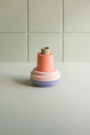 Image of candleholder blue-salmon pink-paprika-green