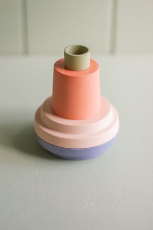 Image of candleholder blue-salmon pink-paprika-green