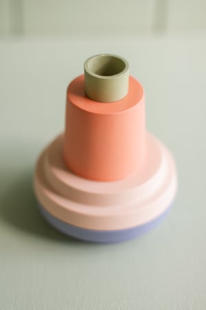 Image of candleholder blue-salmon pink-paprika-green