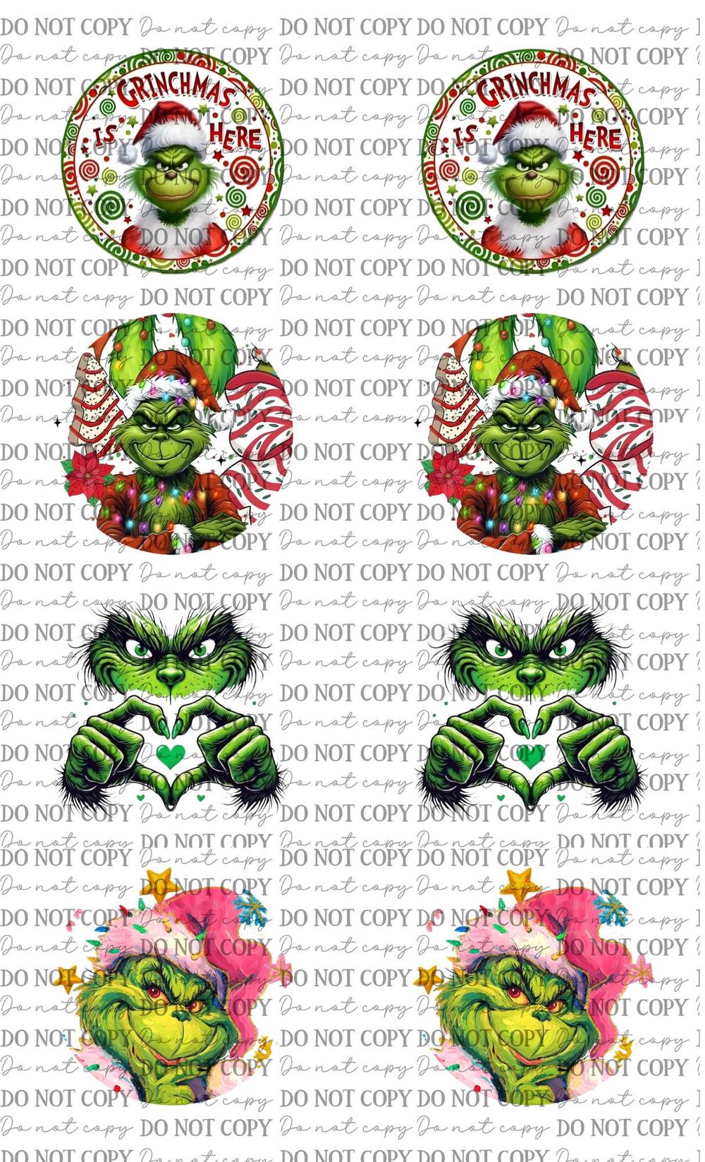 Image of Grinch Christmas Car Coasters Sublimation Prints Set of 2 Sheets