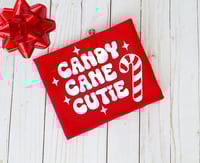 Image 2 of Candy Cane Cutie Red Christmas Holiday Boho Fringe Top Girl’s Shirt