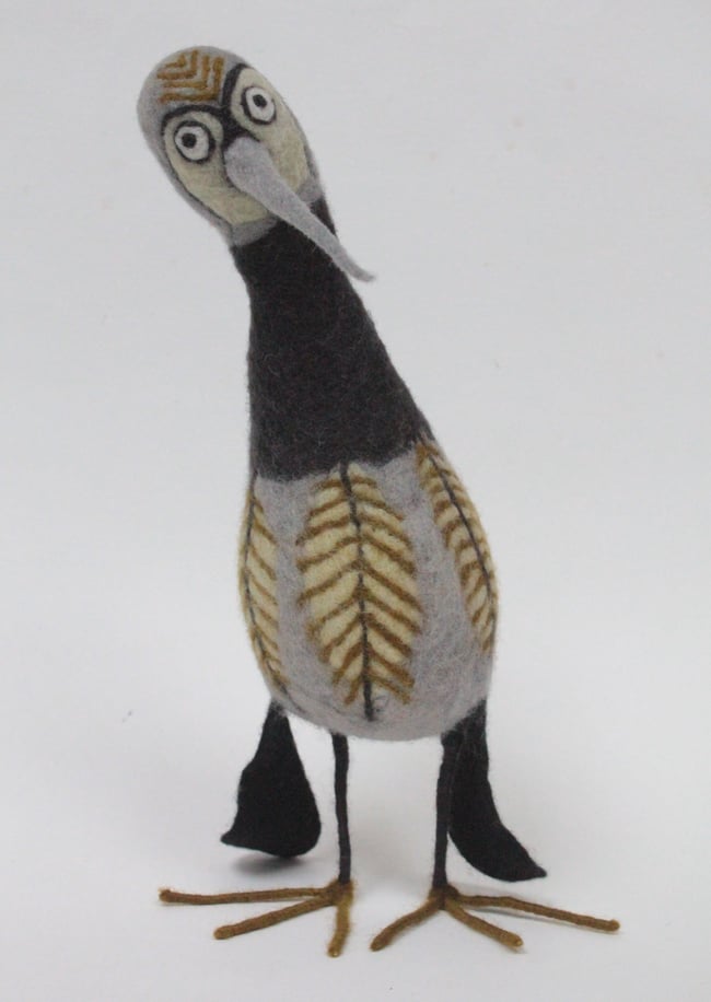 Toby, felted quirky bird sculpture