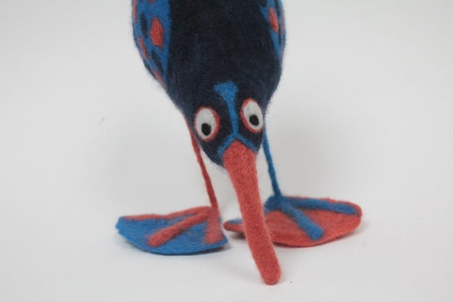 Yves, felted quirky bird sculpture