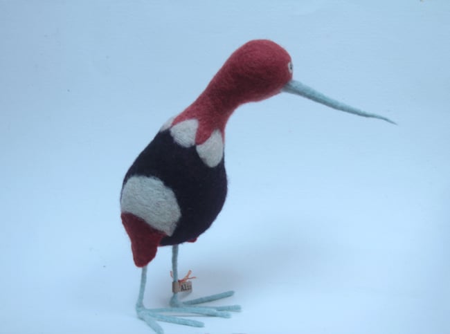 Alice, felt quirky bird sculpture