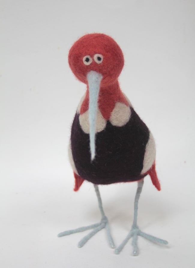 Alice, felt quirky bird sculpture