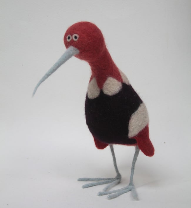 Alice, felt quirky bird sculpture